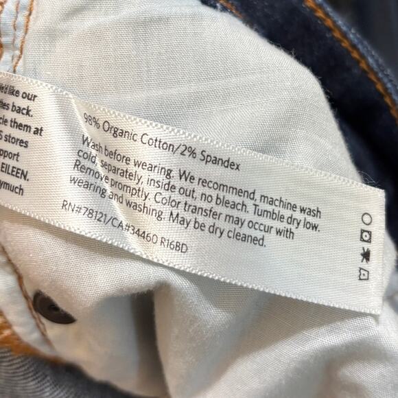 Eileen Fisher Dark Wash High Rise Tapered Straight Jeans 14 - Picture 4 of 4